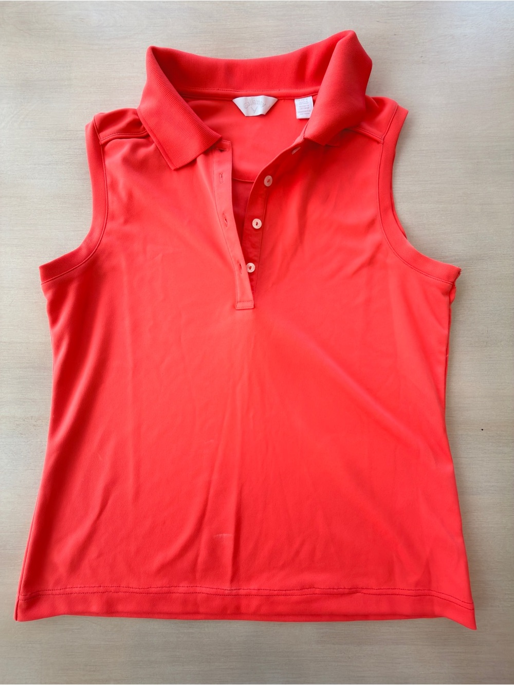 Callaway Bright Coral Sleeveless Polo Tank - Large